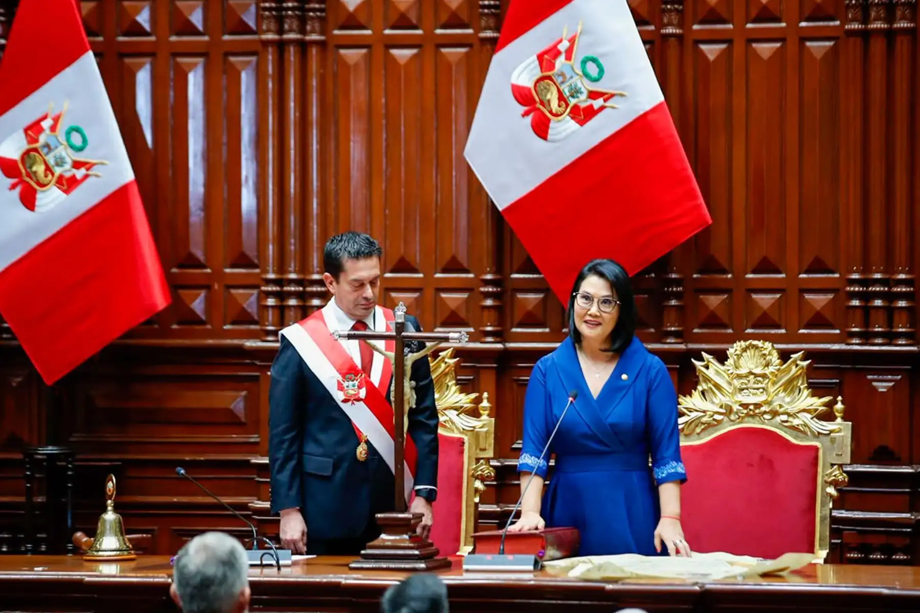Keiko Sofía Fujimori Higuchi juró como presidenta constitucional de la república para el periodo 2026-2031, en una sesión solemne que se realiza en el Congreso de la República. Foto: ANDINA/Ricardo Cuba