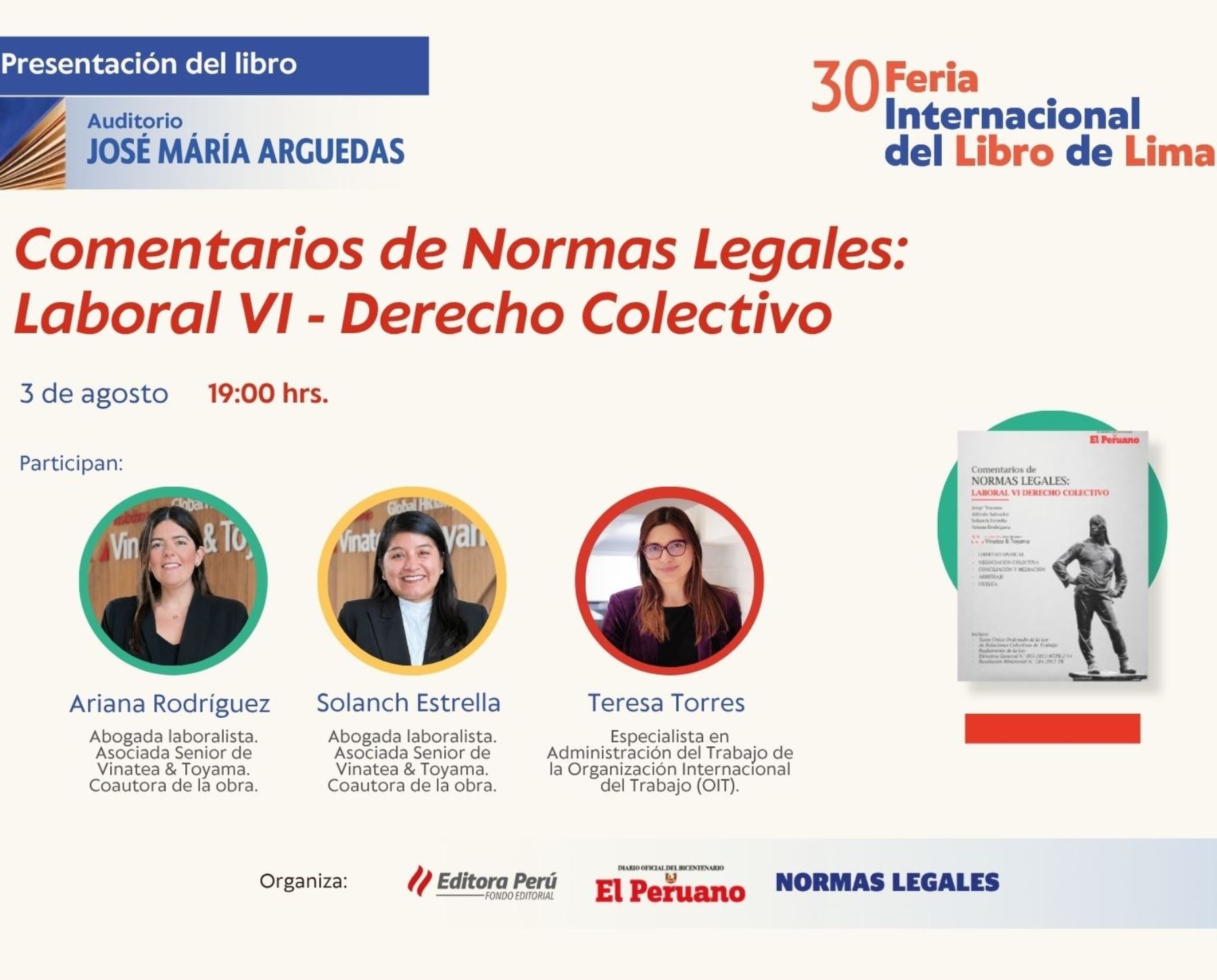FIL Lima 2026: Presentarán “Comentarios de Normas Legales: Laboral VI – Derecho Colectivo"