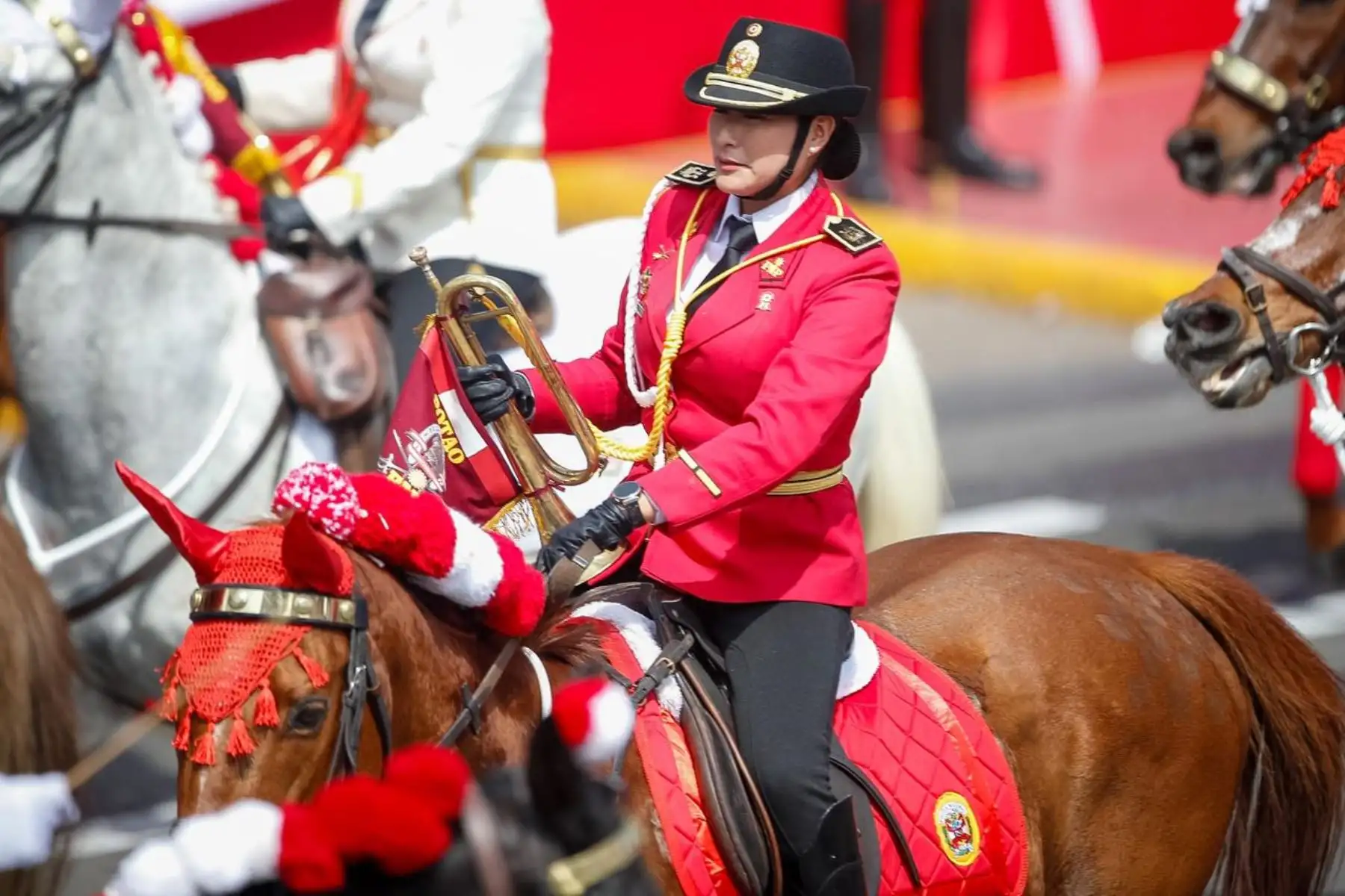 La Unidad Histórica de Policía Montada “El Potao”, perteneciente a la Policía Nacional del Perú, participa en la Gran Parada Militar durante su paso por la avenida Brasil. Foto: ANDINA/Ricardo Cuba