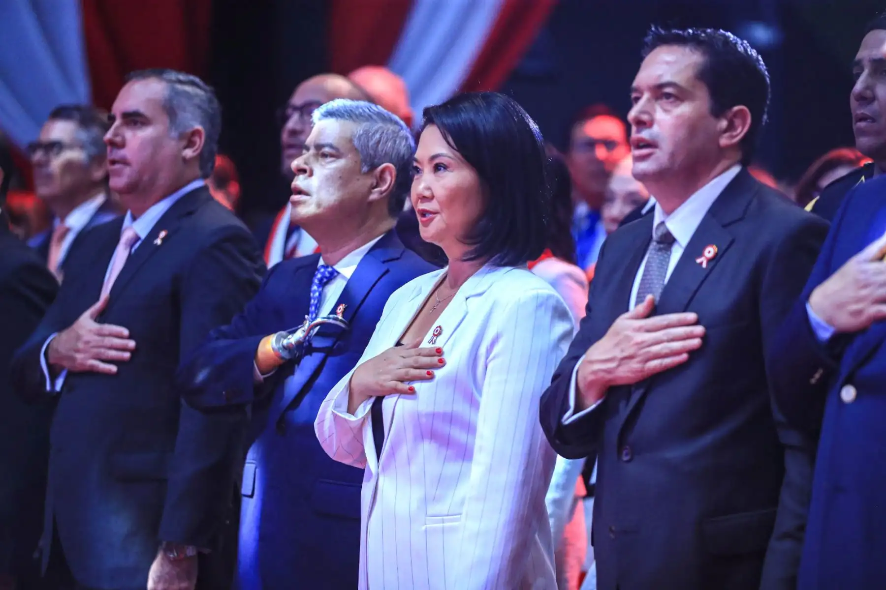 La presidenta de la república, Keiko Sofía Fujimori Higuchi, participa en la XXI Ceremonia de Acción de Gracias por el Perú, como parte de las actividades por las Fiestas Patrias en el mes de julio. Foto: ANDINA/Prensa Presidencia