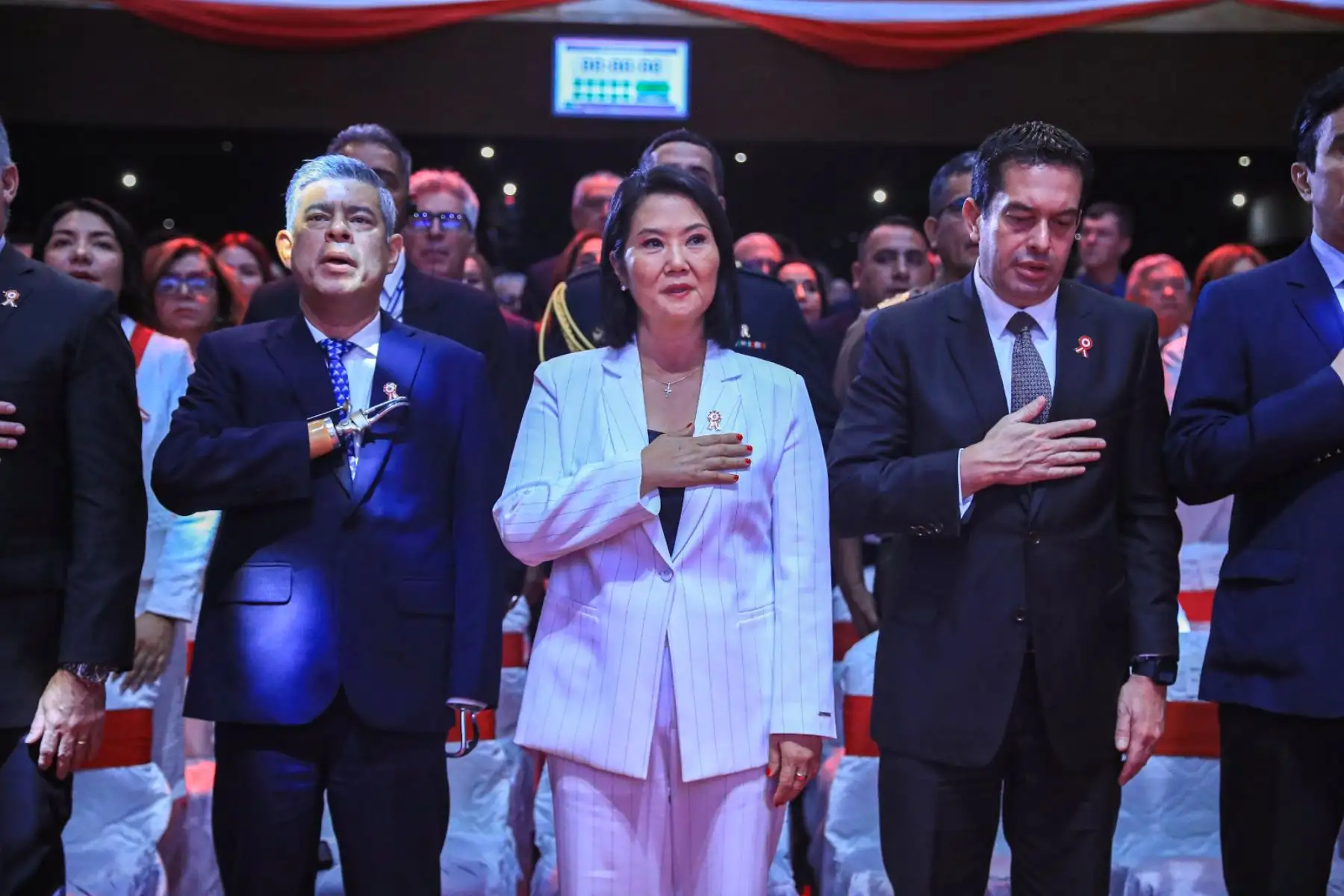 La presidenta de la república, Keiko Sofía Fujimori Higuchi, participa en la XXI Ceremonia de Acción de Gracias por el Perú, como parte de las actividades por las Fiestas Patrias en el mes de julio. Foto: ANDINA/Prensa Presidencia