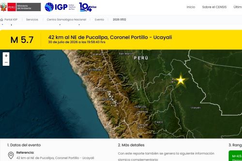 Reporte de sismo en Pucallpa, región Ucayali. Foto: INTERNET/Medios