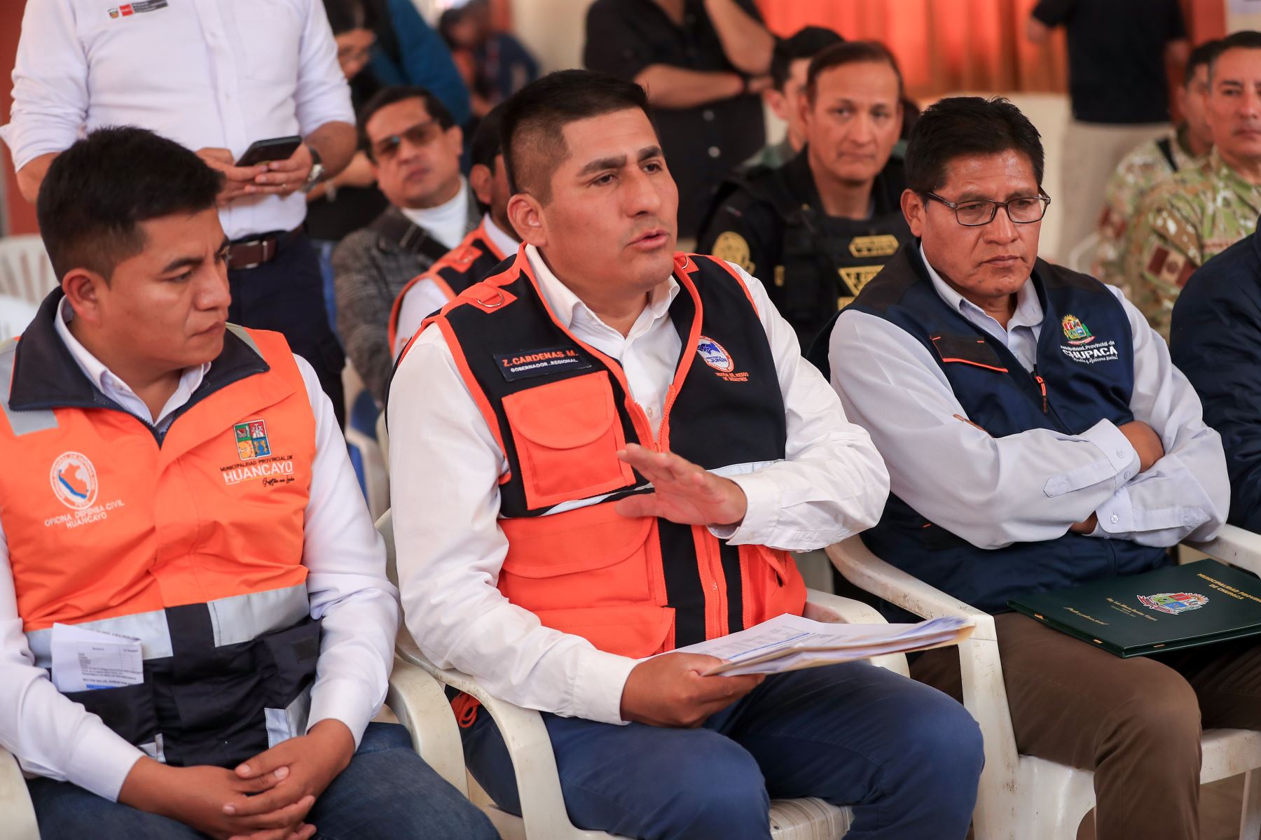 Presidenta de la República, Keiko Fujimori, se reúne con autoridades de Defensa Civil en Chongos Bajo, Junín. Foto: ANDINA/Prensa Presidencia
