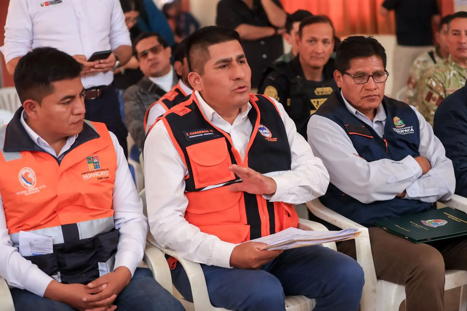 Presidenta de la República, Keiko Fujimori, se reúne con autoridades de Defensa Civil en Chongos Bajo, Junín. Foto: ANDINA/Prensa Presidencia