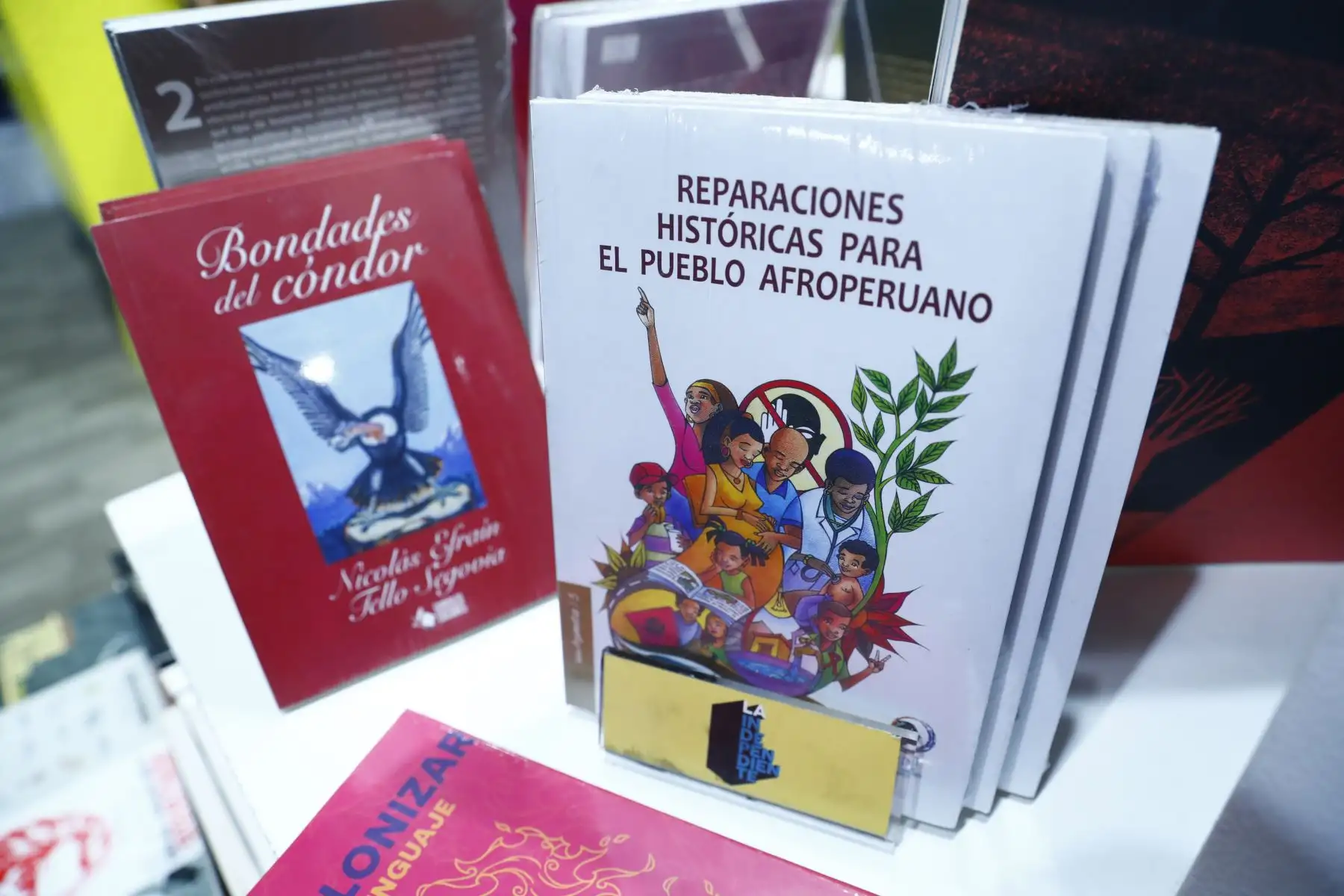 La Feria Internacional del Libro de Lima 2026 ofrece al público asistente una variada oferta de obras sobre la cultura afroperuana, tanto en narrativa, poesía, ensayo e investigaciones académicas, las cuales se pueden encontrar en algunos stands de la feria tales como Editorial Cedet, Zelmira Aguilar Literatura Afroperuana, Instituto de Estudios Peruanos IEP y La Independiente. Foto: ANDINA/Daniel Bracamonte