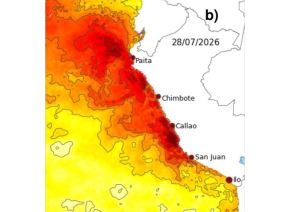 El calentamiento de la temperatura del mar peruano persistirá hasta 2027 y ahora se presentan anomalías de hasta 5.4 °C por encima de lo habitual y eso influye en la temperatura de las zonas costeras de Perú. ANDINA/Difusión