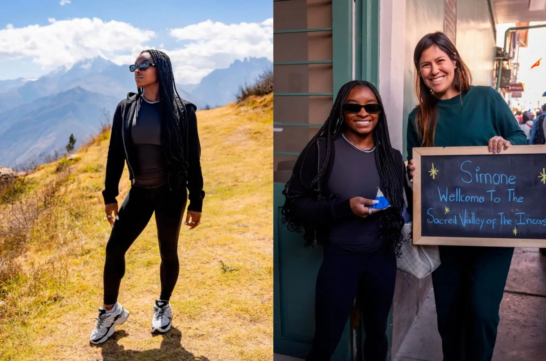 La gimnasta estadounidense Simone Biles, considerada una de las mejores atletas de todos los tiempos, disfrutó de su visita a Ollantaytambo, en Cusco, y quedó cautivada por los paisajes, la arquitectura inca y la belleza del Valle Sagrado.  Foto: ANDINA/ Facebook/ Panam Sports