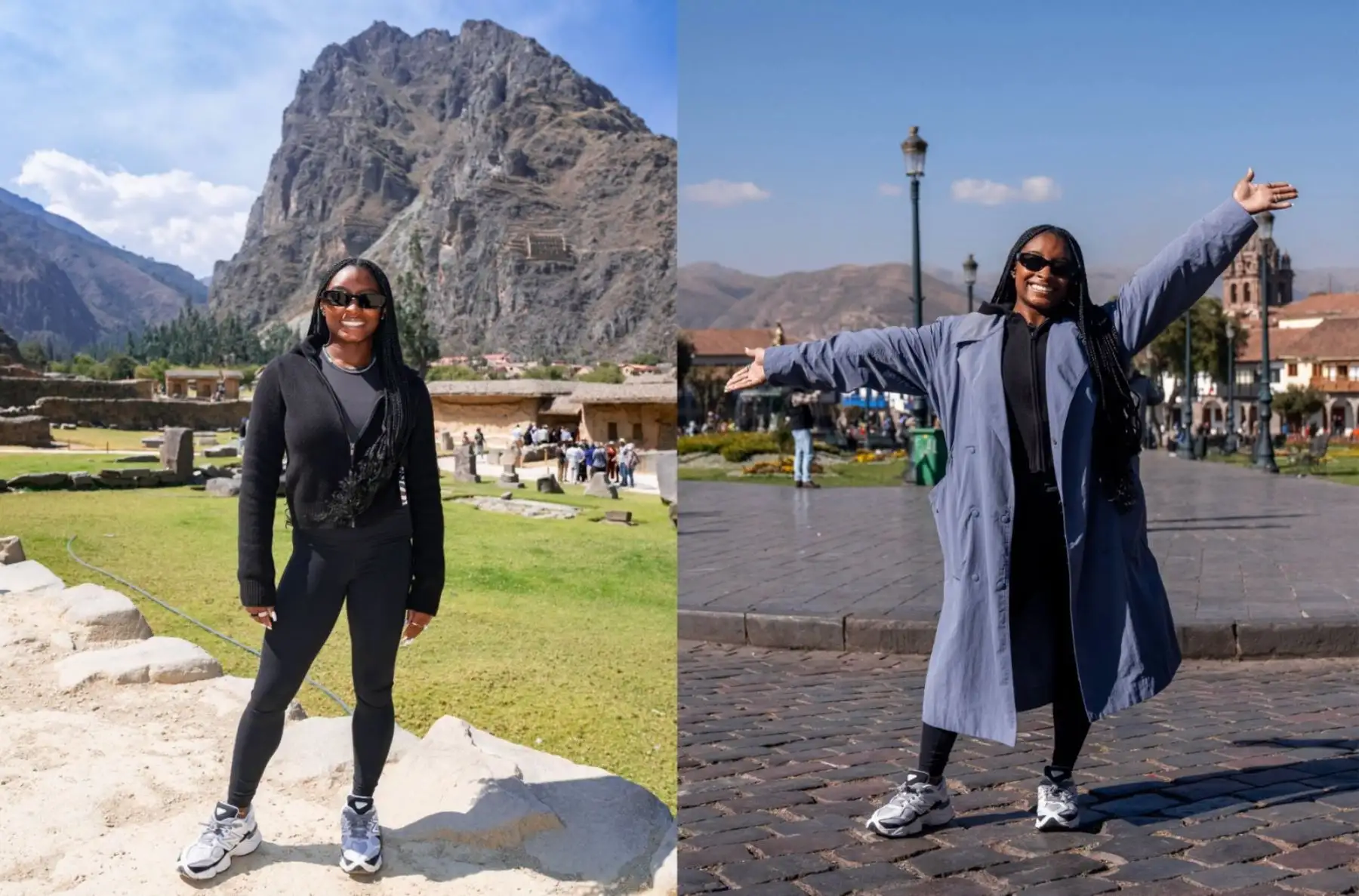 Simone Biles, conoció Ollantaytambo y otros atractivos del Valle Sagrado, en Cusco, durante una visita en la que disfrutó de la historia, la cultura y los impresionantes paisajes de la región.  Foto: ANDINA/ Facebook/ Panam Sports