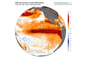 El fenómeno El Niño continúa fortaleciéndose en el Pacífico ecuatorial y existe más de 90 % de probabilidad de que alcance una intensidad muy fuerte durante la primavera y verano 2026-2027 del hemisferio sur y que coincide con la temporada de lluvias.
