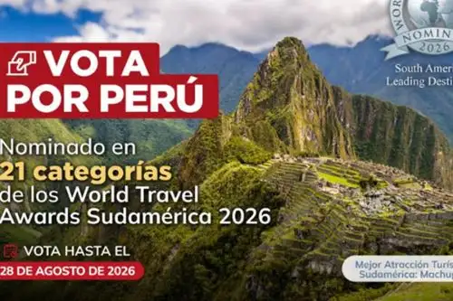 Este 28 de agosto vence el plazo para votar por la nominación del Perú en 21 categorías de los World Travel Awards Sudamérica 2026, conocidos también como los Premios Óscar del Turismo, uno de los reconocimientos más importantes de la industria turística a nivel mundial.
