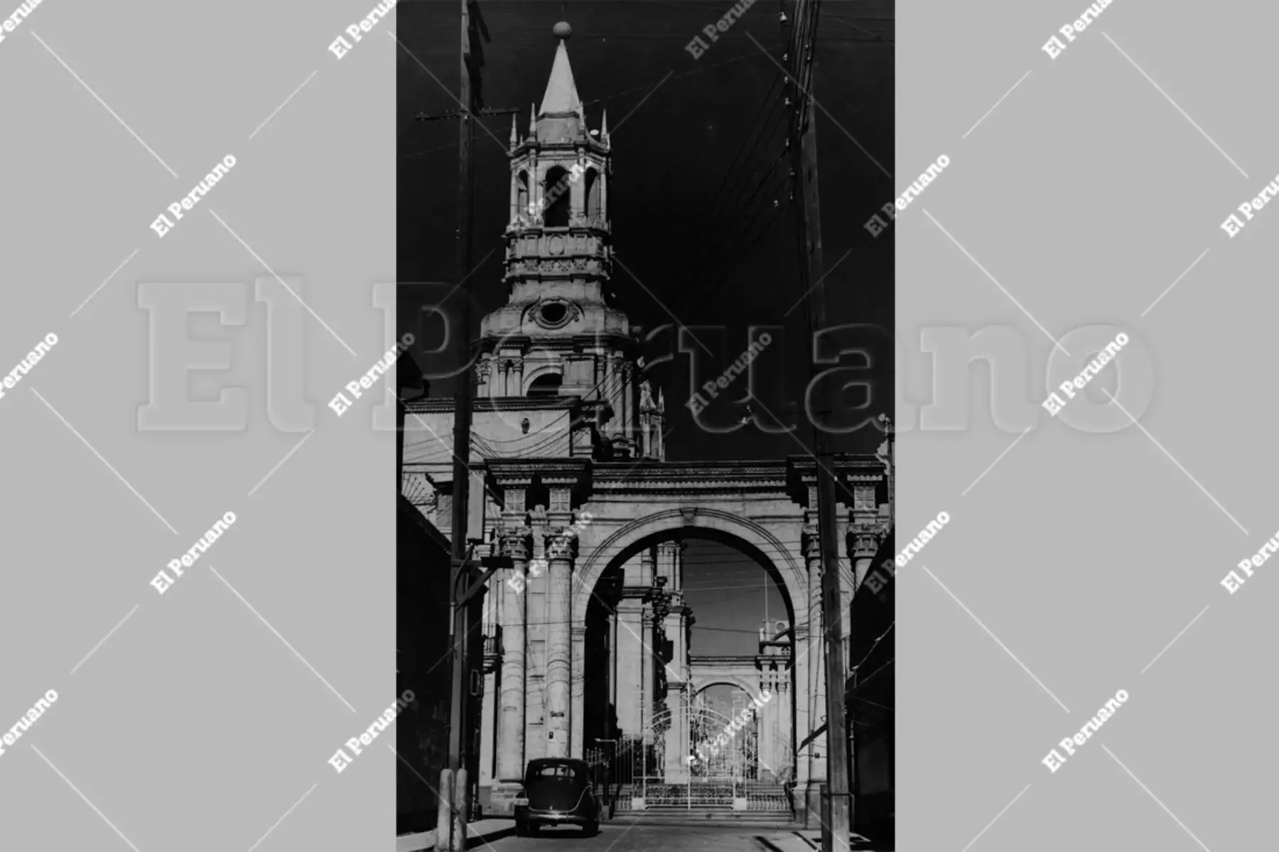 Arequipa - 1940 / Vista de la Catedral de Arequipa. Foto: Archivo Histórico de El Peruano