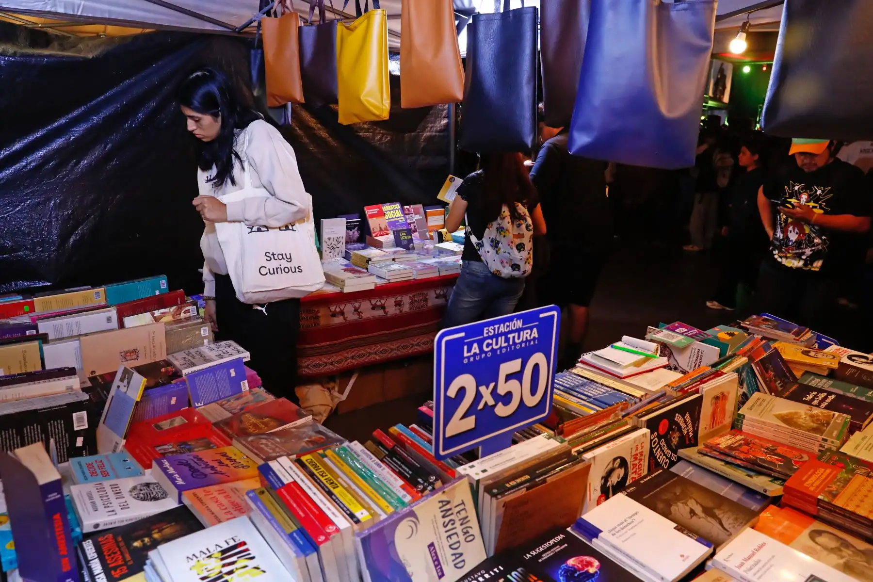 La Feria Fortuna ofrece al público mucha diversidad, desde libros, cómics, adornos, ropa y bolsos, entre otros. También cuenta con patio de comidas, zona de juegos y un escenario para conciertos. El ingreso es gratuito. Foto: ANDINA/Daniel Bracamonte
