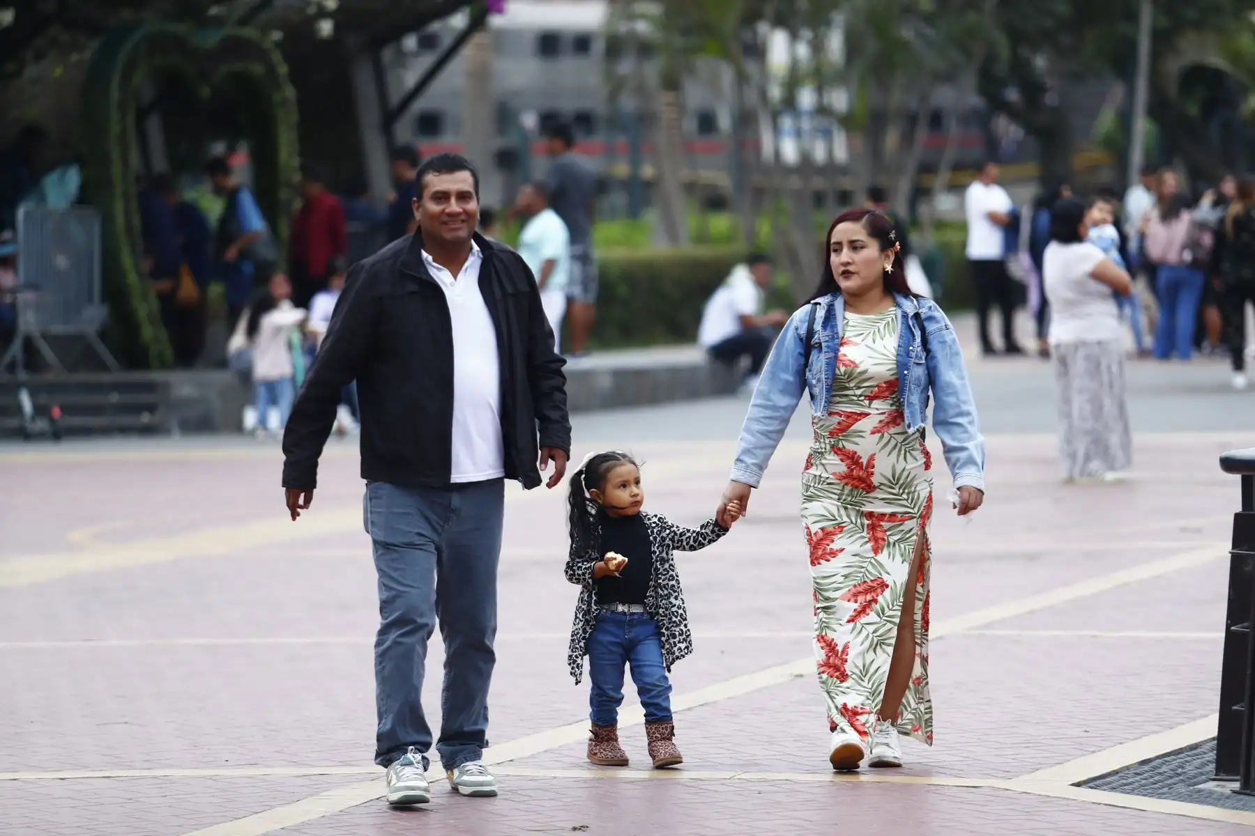 Cientos de peruanos salieron a pasear en familia con sus menores hijos por el Centro Histórico de Lima, principalmente por la Plaza de Armas y el parque La Muralla, para pasar un momento agradable hoy domingo 16 de agosto de 2026, fecha en que se celebra el Día del Niño. Foto: ANDINA/Daniel Bracamonte