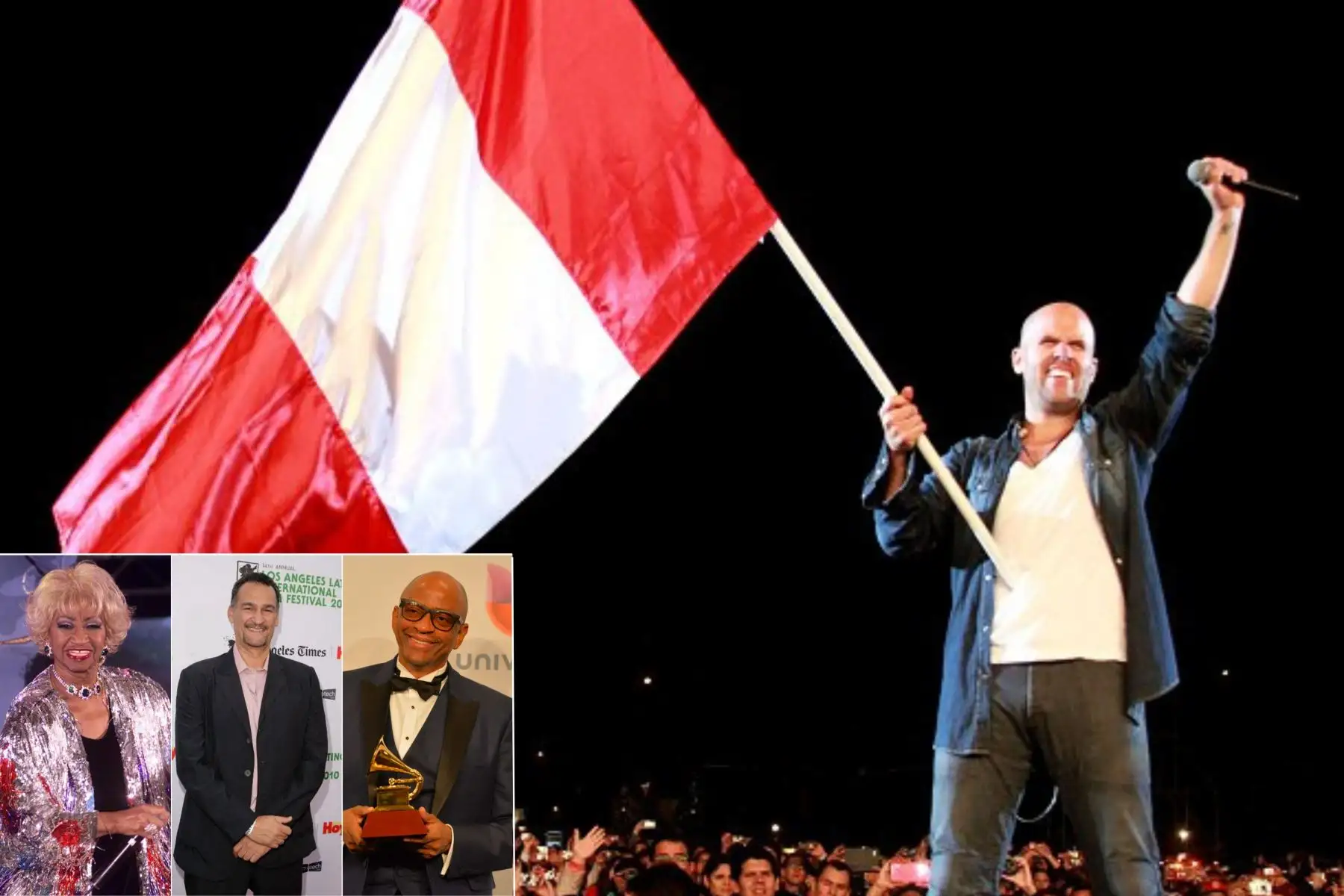 El cantautor peruano Gian Marco ingresará al Salón de la Fama de los Compositores Latinos junto con Celia Cruz, Kike Santander y Sergio George. El reconocimiento será otorgado en los Premios La Musa 2026, cuya decimotercera edición se realizará el 14 de octubre. Foto: ANDINA/Composición con fotos de AFP y archivo