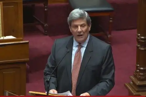 Ministro de Transportes y Comunicaciones, Rafael Rey se presentó hoy ante el pleno de la Cámara de Diputados del Congreso de la República. Captura TV.