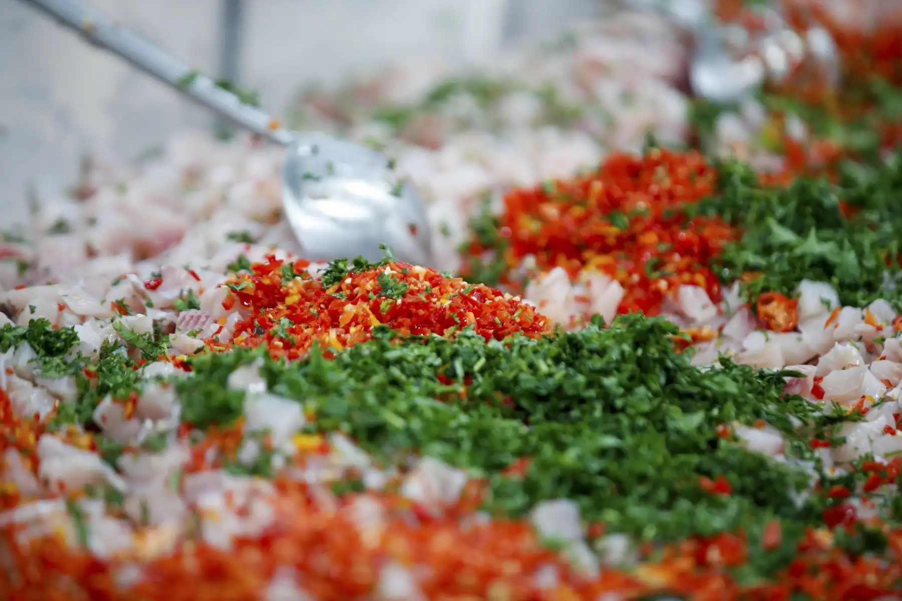 El Gobierno Regional del Callao, junto a ARMAP, realizó el gran reto gastronómico del Ceviche Chalaco Más Grande del Mundo, que puso al Callao en los ojos del mundo. En el evento se prepararon 9 toneladas de ceviche, con la participación de 300 chefs y el respaldo y certificación del International Club Les Toques Blanches. Foto: ANDINA/Ricardo Cuba