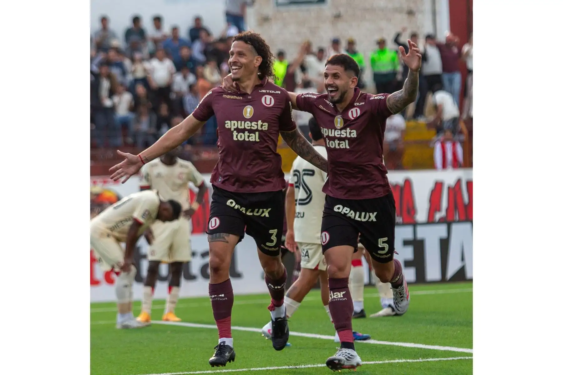 Universitario de Deportes vence por 4-2 a UTC, con goles de Jairo Concha en el primer tiempo, y Williams Rivero, Álex Valera y Andy Polo en el segundo tiempo, el sábado 29 de agosto en el estadio Héroes de San Ramón de Cajamarca por la fecha 7 del Torneo Clausura 2026. Foto: Liga 1