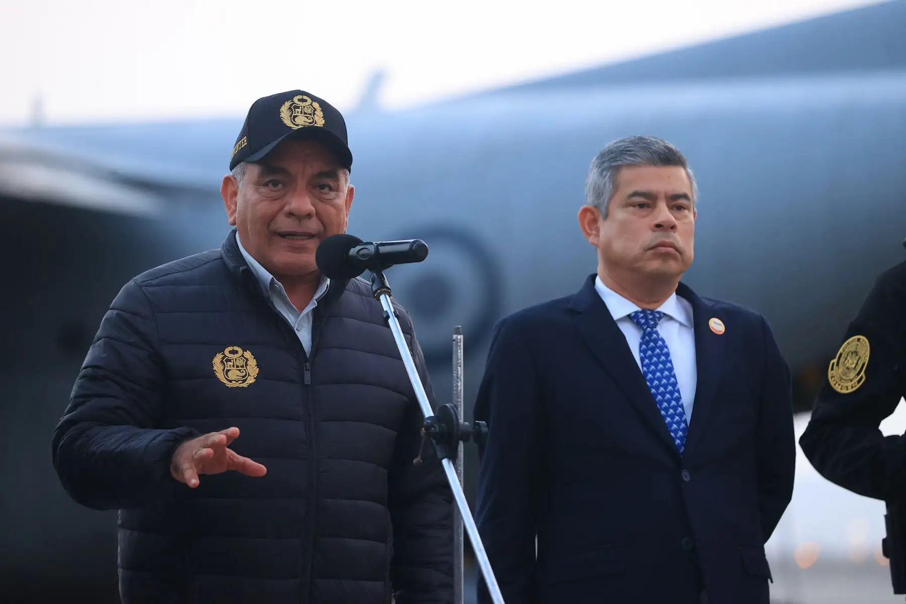 Llegó a Lima alias "Jhonsson Pulpo", cabecilla de la organización criminal Los Pulpos. Estuvieron presentes los ministros Galarreta y Astudillo. Foto: ANDINA/Braian Reyna