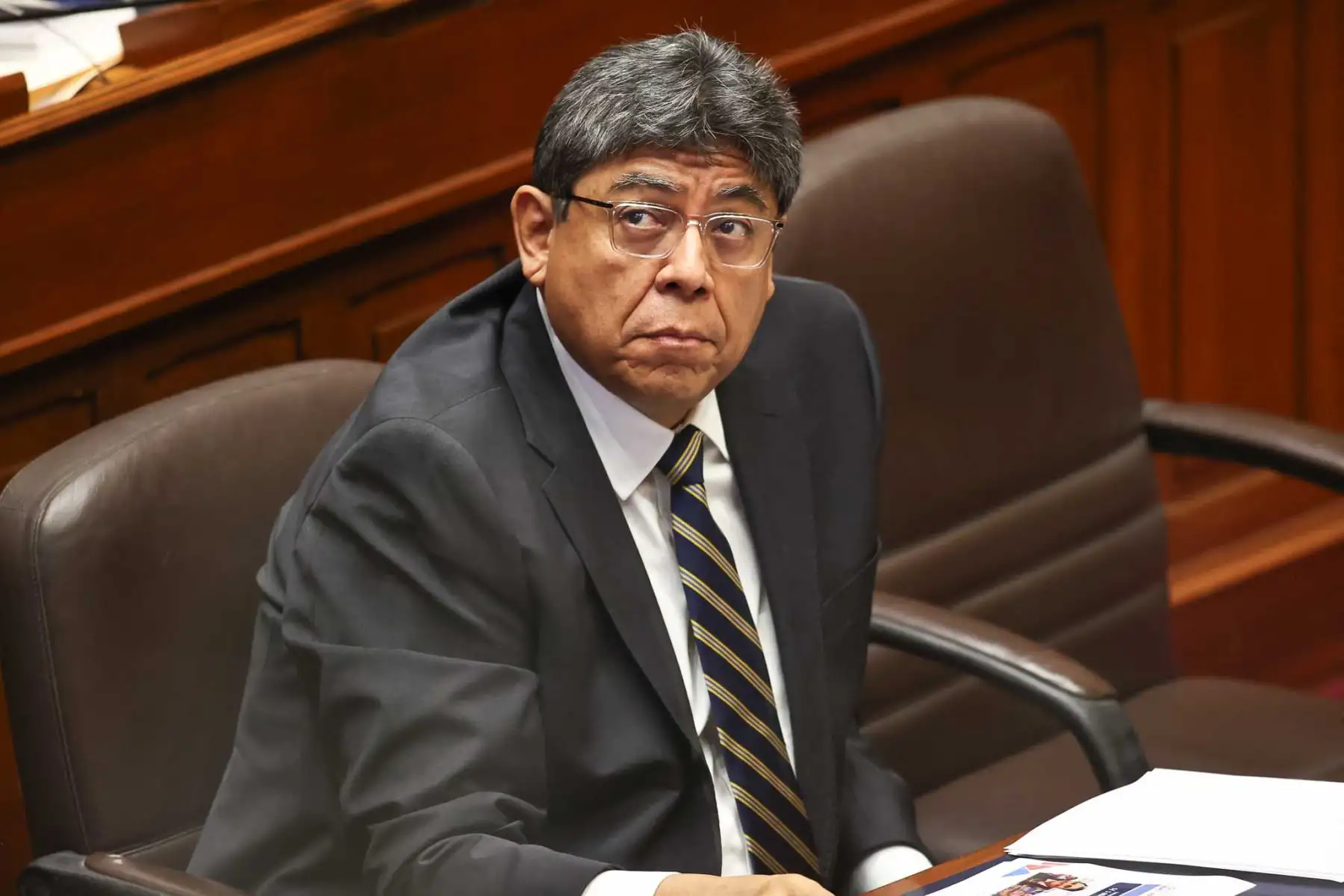 Ministro de Economía y Finanzas, Elmer Cuba, sustenta los proyectos de ley de presupuesto, endeudamiento y equilibrio financiero del sector público para el año fiscal 2027. Foto: ANDINA/ Juan Carlos Guzmán