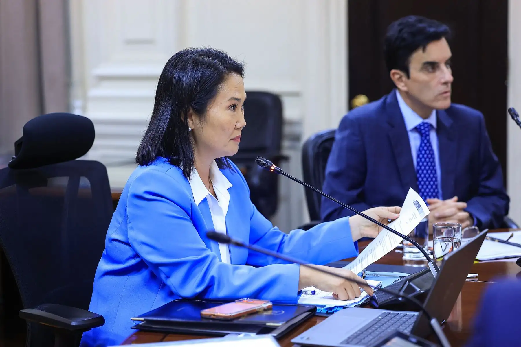 La presidenta de la república, Keiko Fujimori, lidera una nueva sesión ordinaria del Consejo de Ministros, en la cual se abordará la aprobación del proyecto de decreto supremo que aprueba la Política General de Gobierno 2026 -2031. Foto: Presidencia