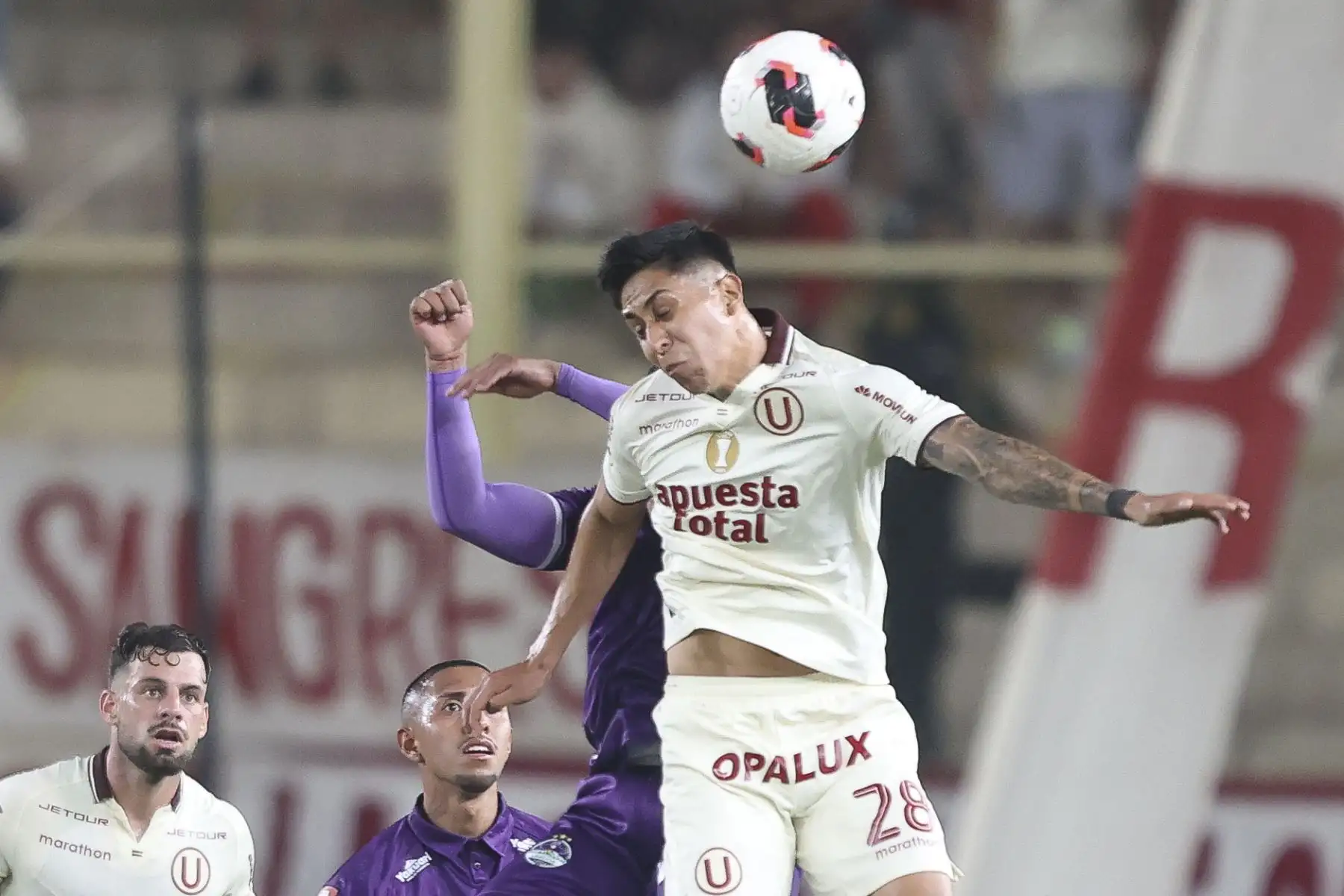 Universitario de Deportes y Comerciantes Unidos igualaron 2-2 en el Estadio Monumental por la octava fecha del Torneo Clausura. El conjunto crema tuvo que remontar en dos oportunidades y rescató un punto sobre el final, con un penal convertido por Gianluca Lapadula. Con este resultado, Universitario sumó 17 puntos y se mantiene en la parte alta de la tabla. Foto: ANDINA/Jhonel Rodríguez Robles