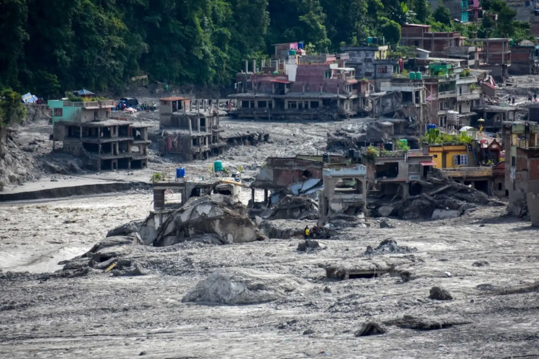 Trishuli Bazar después de las devastadoras inundaciones en Nuwakot, Nepal. Foto: AFP