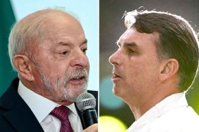 Presidente Lula da Silva y senador Flávio Bolsonaro, frente a frente en la carrera electoral. Foto: AFP