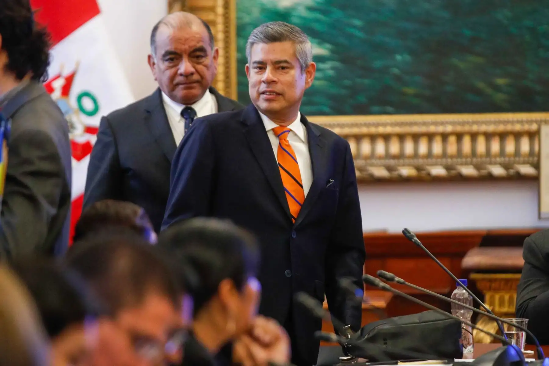 Jefe del Gabinete, Luis Galarreta, sustenta ante la Comisión de Constitución el pedido de facultades legislativas del Ejecutivo. Foto: ANDINA/Ricardo Cuba