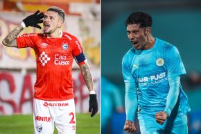 Carlos Garcés y Salomón Rodríguez, delanteros de Cienciano y Montevideo City Torque, respectivamente.