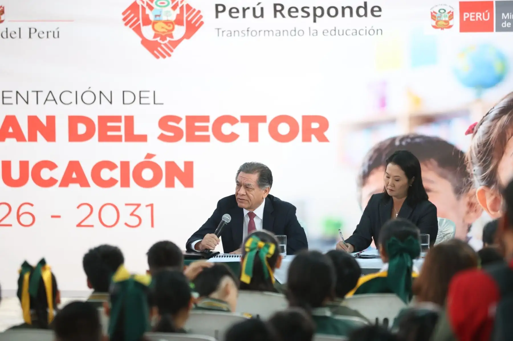 La presidenta de la república, Keiko Fujimori, presenta el Plan Nacional de Educación 2026-2031. Foto: ANDINA/Jhonel Rodríguez Robles