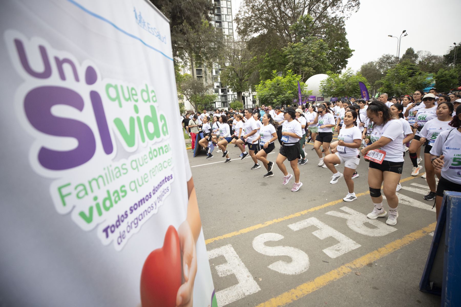 La carrera reunió a pacientes trasplantados que hoy tienen una nueva oportunidad de vida y a familias donantes que, en medio del dolor, decidieron decir SÍ a la donación y permitieron que otras personas siguieran viviendo. Foto: EsSalud