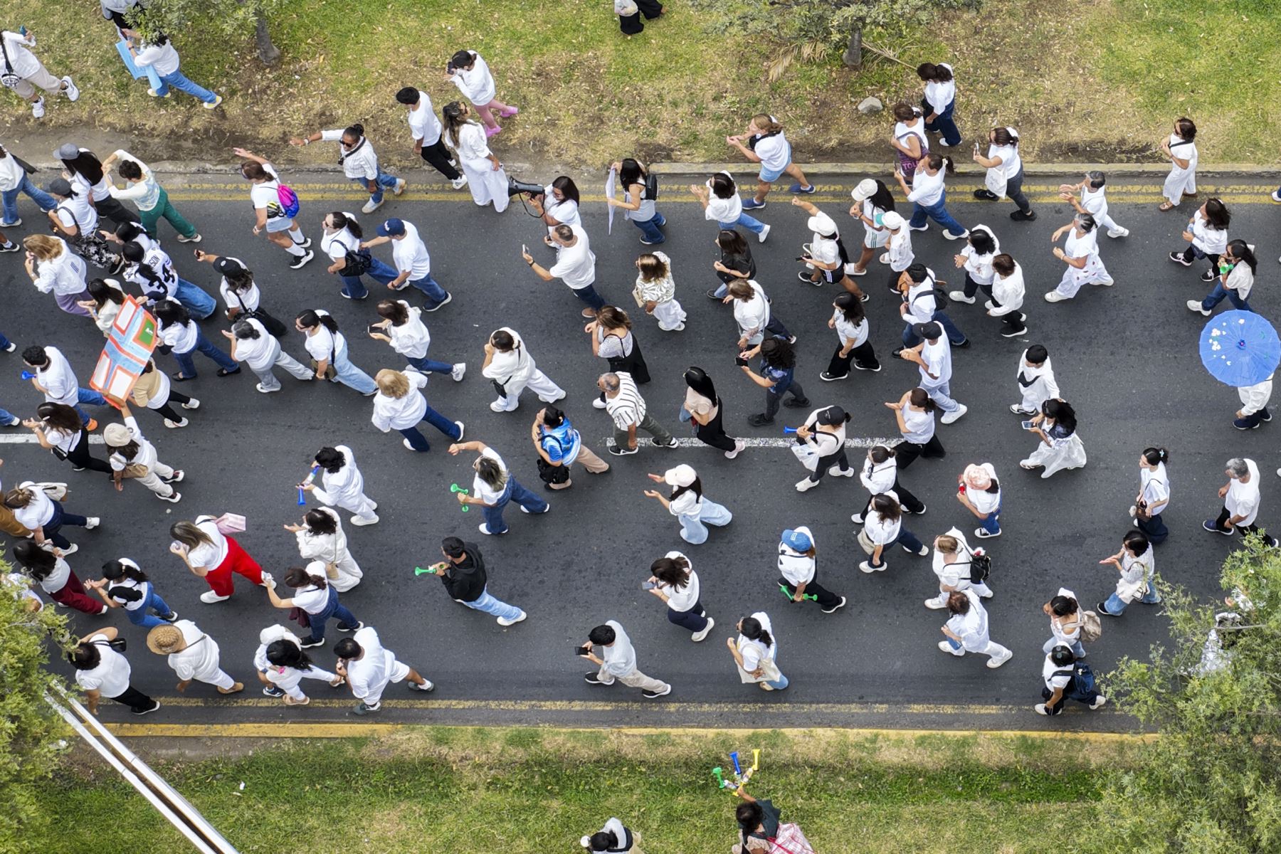 El domingo 20 de setiembre de 2026, decenas de padres de familia y jóvenes en edad escolar realizaron un plantón frente al Liceo Naval Almirante Guise, en solidaridad con escolar que denunció abuso sexual  por parte de otros estudiantes, y posteriormente salieron a marchar por calles y avenidas de San Borja exigiendo justicia para la víctima. Foto: ANDINA/Daniel Bracamonte