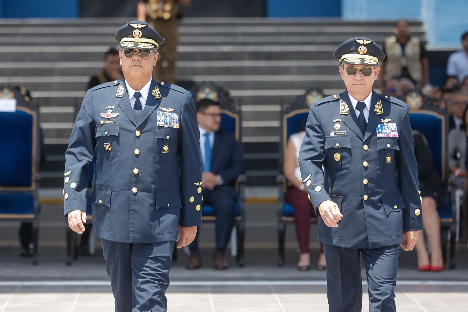 Personal uniformado participó en la ceremonia conmemorativa, que destacó el legado de Jorge Chávez Dartnell y su relevancia para la aviación peruana. Foto: ANDINA/Luis Iparraguirre.