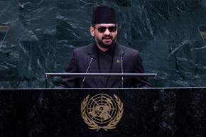 El primer ministro de Nepal, Balendra Shah, interviene durante la 81ª Asamblea General de la ONU, el 24 de septiembre de 2026. Foto: AFP