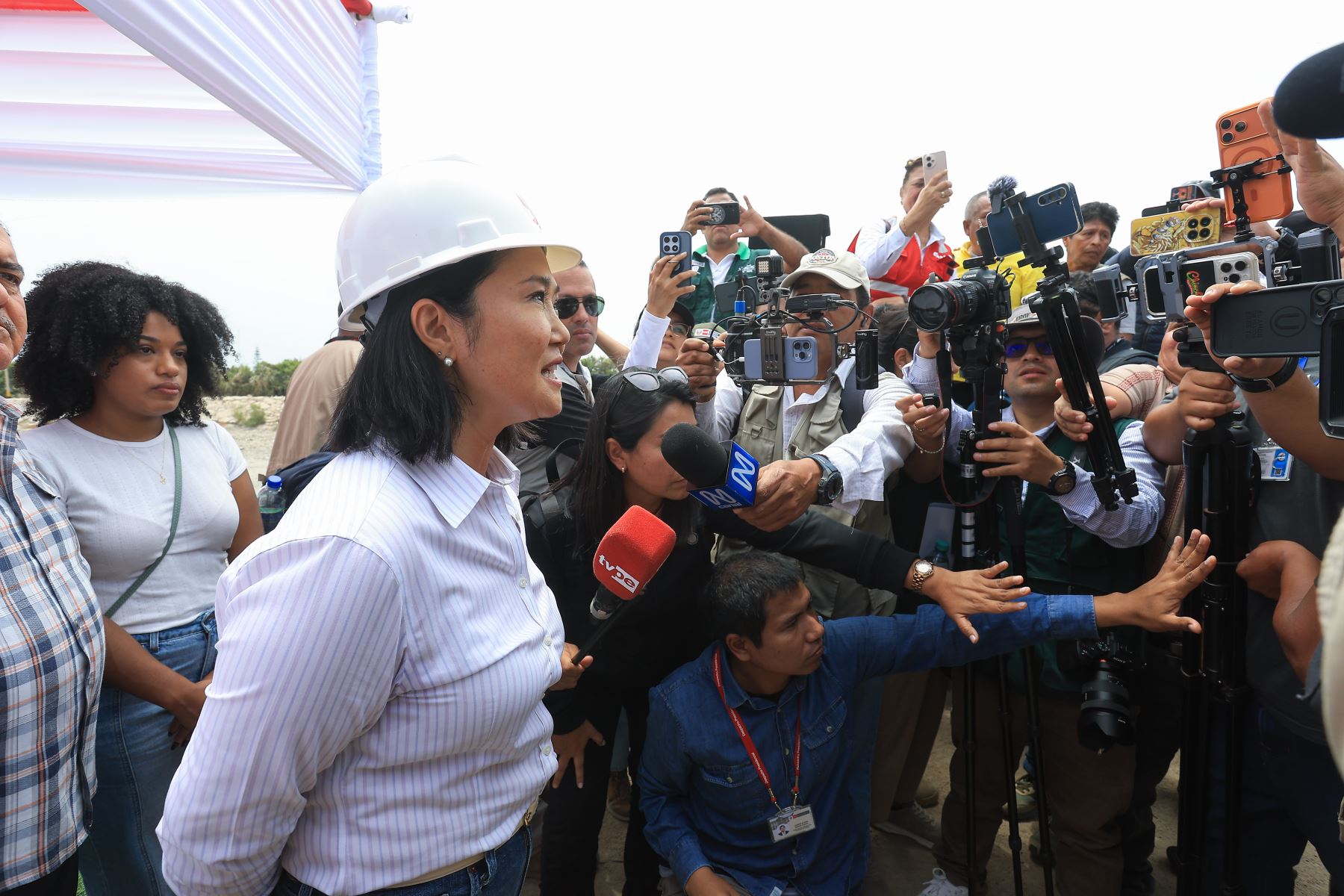 Presidenta Keiko Fujimori inaugura sistema de defensas ribereñas de los ríos Chico y Matagente, en la provincia de Chincha, región Ica Foto: ANDINA/Prensa Presidencia