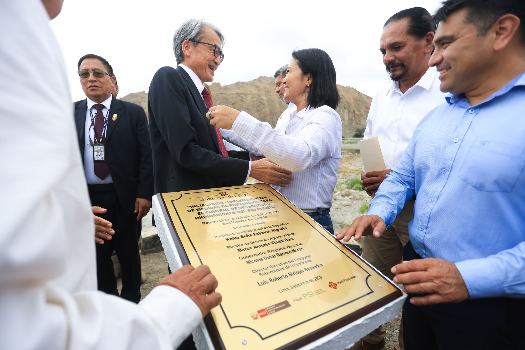 La presidenta Fujimori inauguró el proyecto “Instalación – Implementación de medidas de prevención para el control de desbordes e inundaciones del río Cañete”
 Foto: ANDINA/Prensa Presidencia