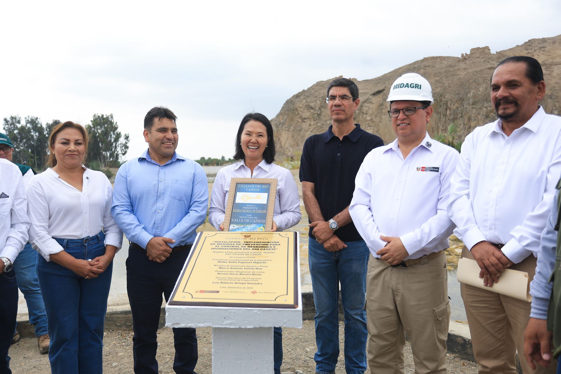 La presidenta Fujimori inauguró el proyecto “Instalación – Implementación de medidas de prevención para el control de desbordes e inundaciones del río Cañete”
 Foto: ANDINA/Prensa Presidencia
