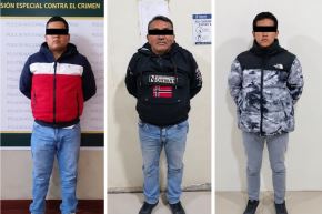 Tres de las cuatro personas intervenidas en Tarma por presuntos vínculos con el crimen organizado. Foto: Mininter/Difusión
