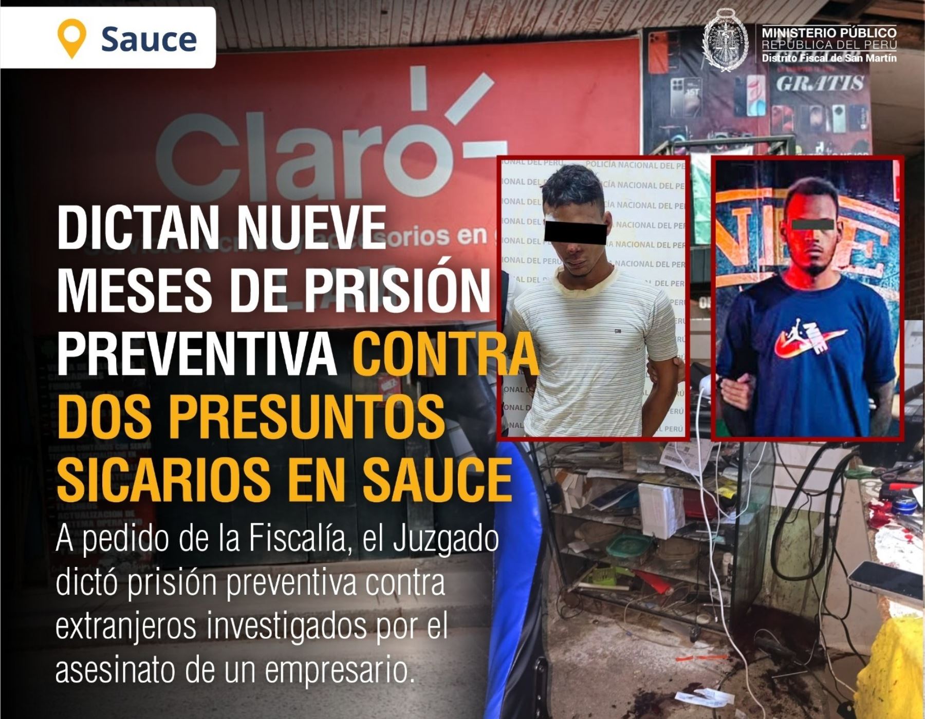 San Martín: ordenan prisión preventiva para extranjeros implicados en crimen de empresario