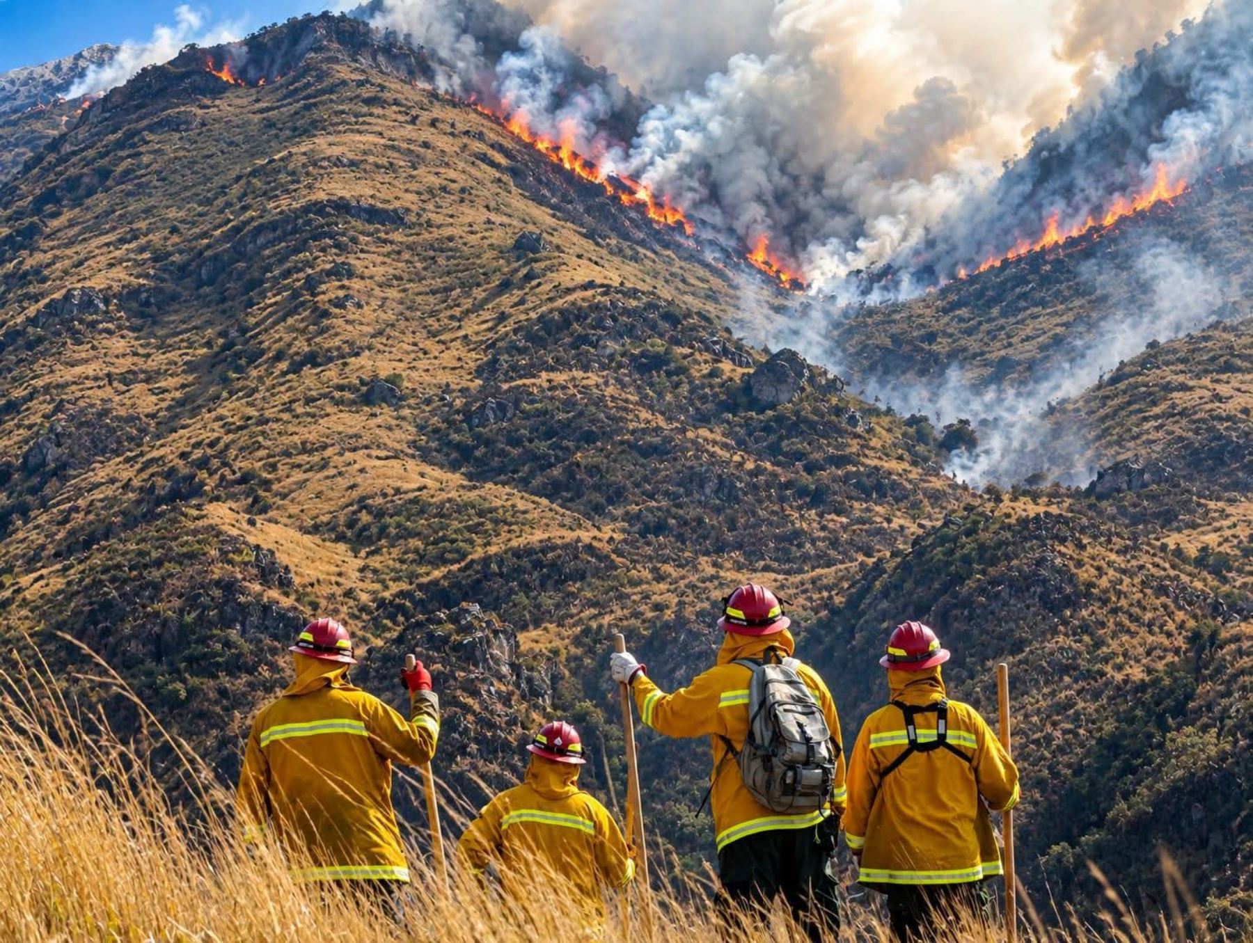 Cusco: bomberos controlan incendio forestal en centro poblado de Yanahuara, en Urubamba