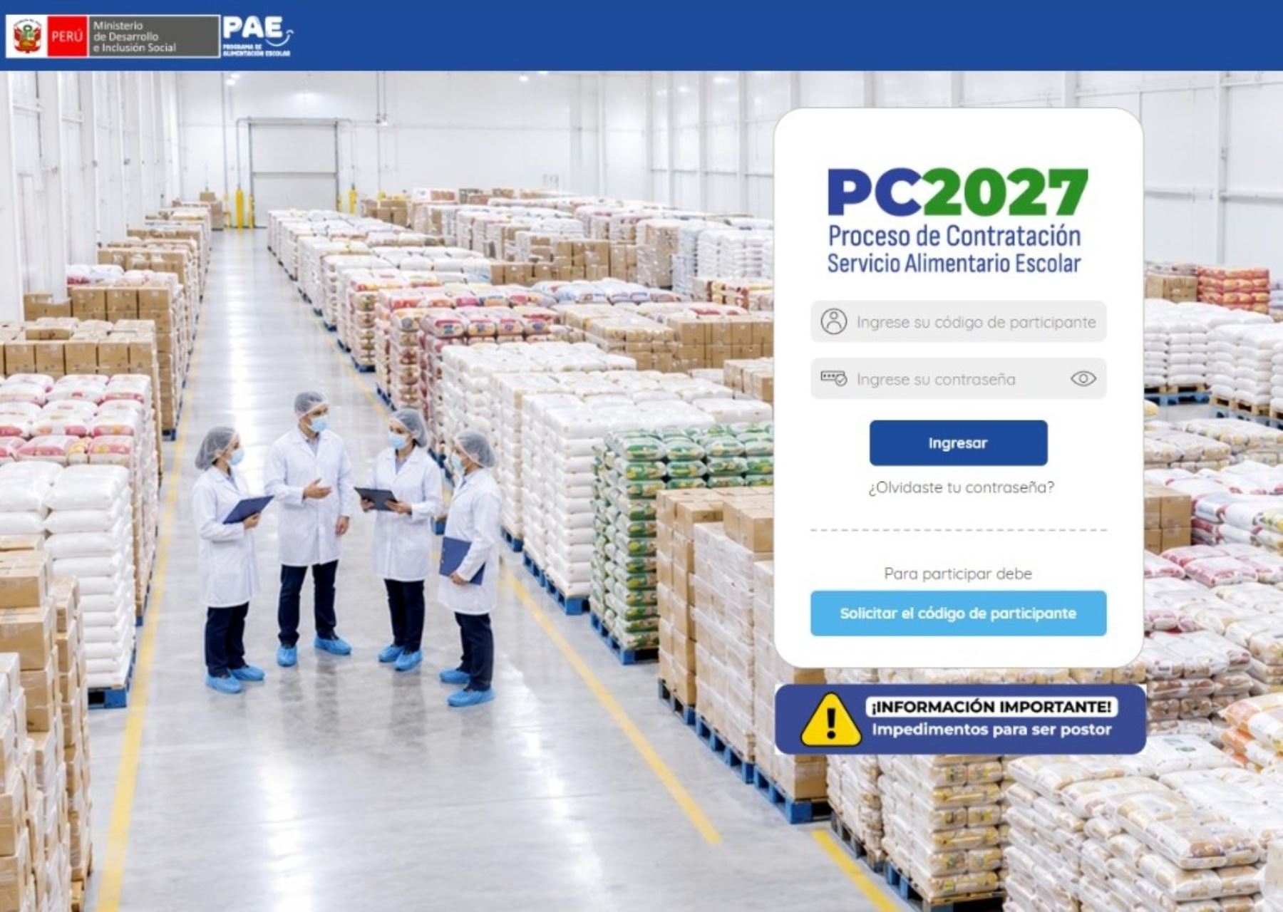 PAE convoca a empresas del rubro de alimentos a participar de proceso de contratación 2027