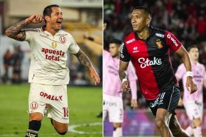 Gianluca Lapadula (Universitario) y Jhonny Vidales (FBC Melgar). 