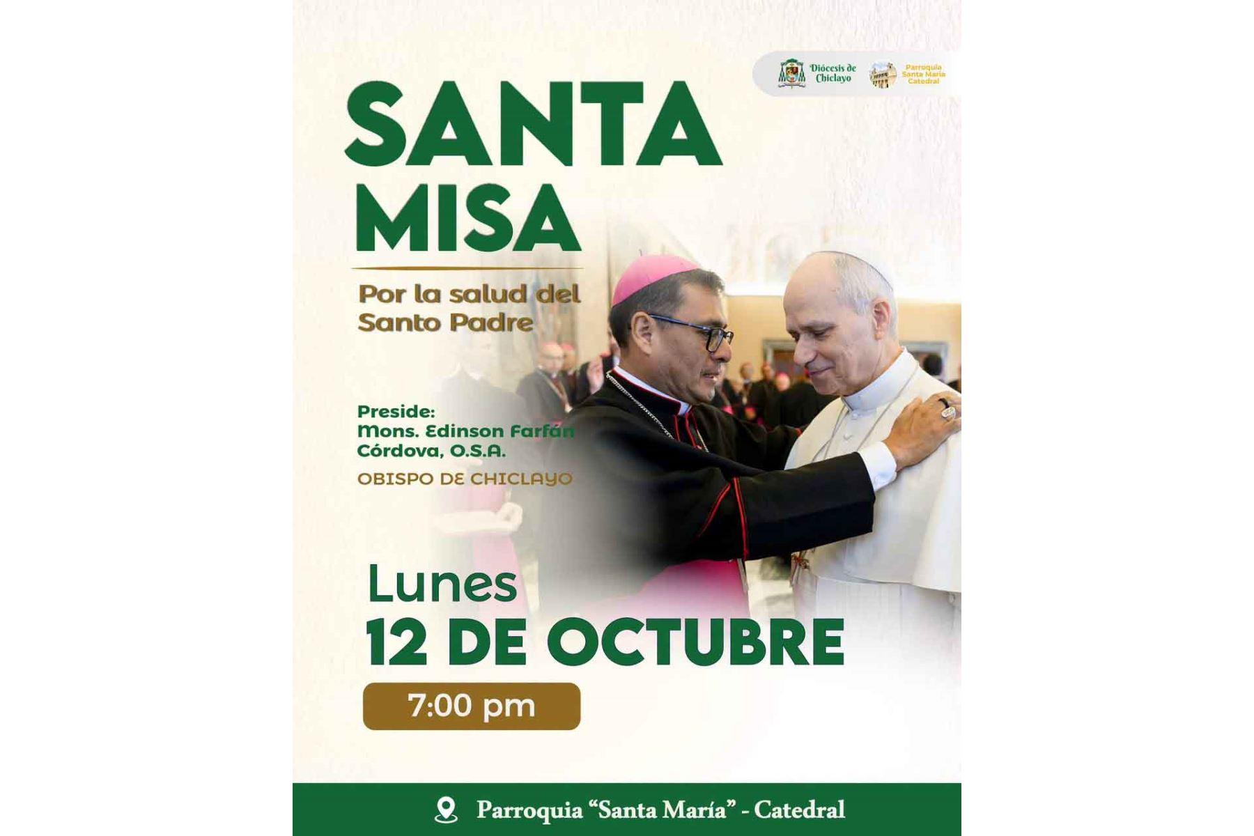 Lambayeque se une en oración permanente por la salud del papa León XIV