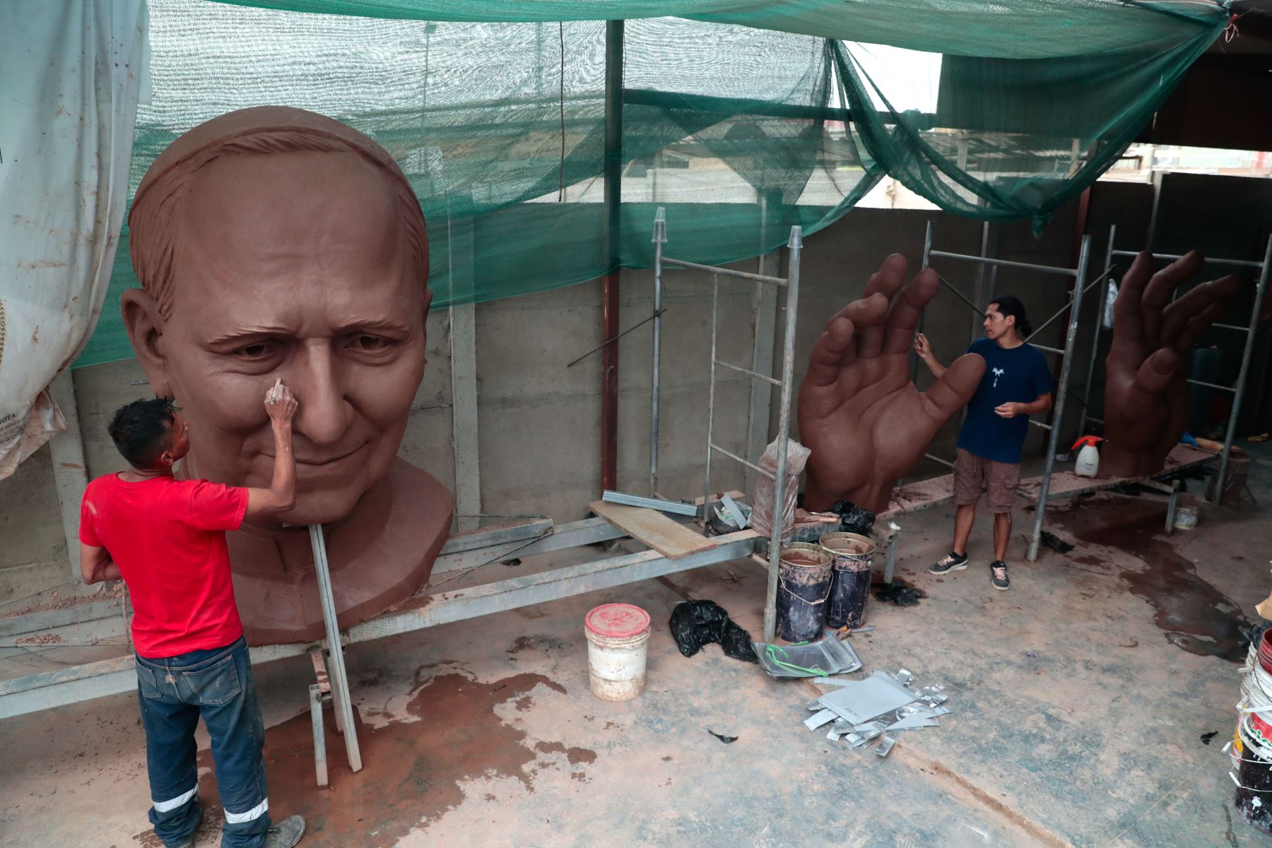 La Municipalidad Provincial del Callao impulsa la instalación de la estatua del papa León XIV, obra que registra un avance del 40 %. Foto: ANDINA/Daniel Bracamonte.