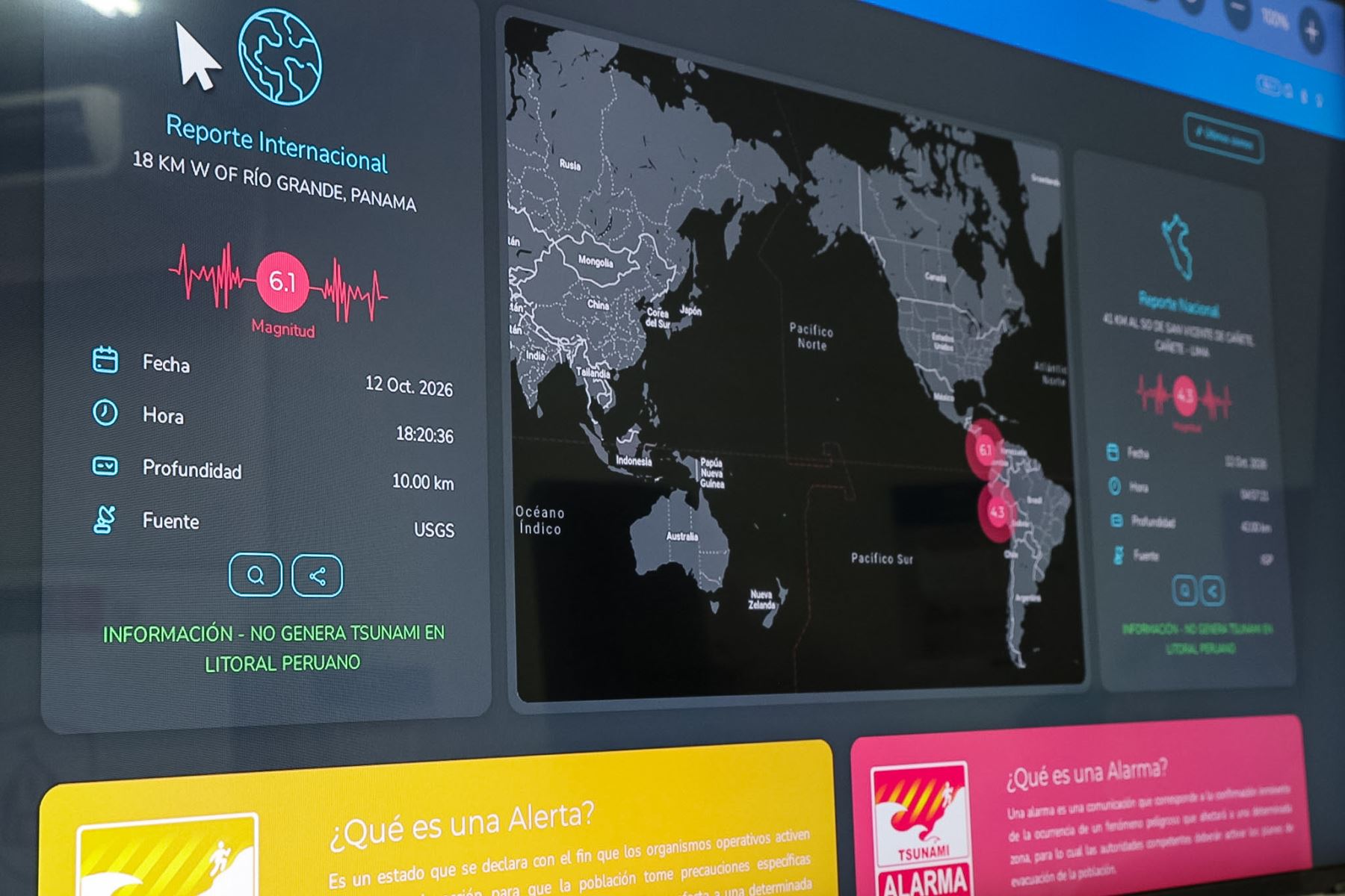 El Ministerio de Educación presentó la plataforma Alerta Minedu, herramienta que permitirá a los directores de colegios reportar riesgos desde sus teléfonos móviles y activar protocolos de alerta temprana, como parte de las acciones de preparación y respuesta ante el Fenómeno El Niño 2026-2027. Foto: ANDINA/Luis Iparraguirre.
