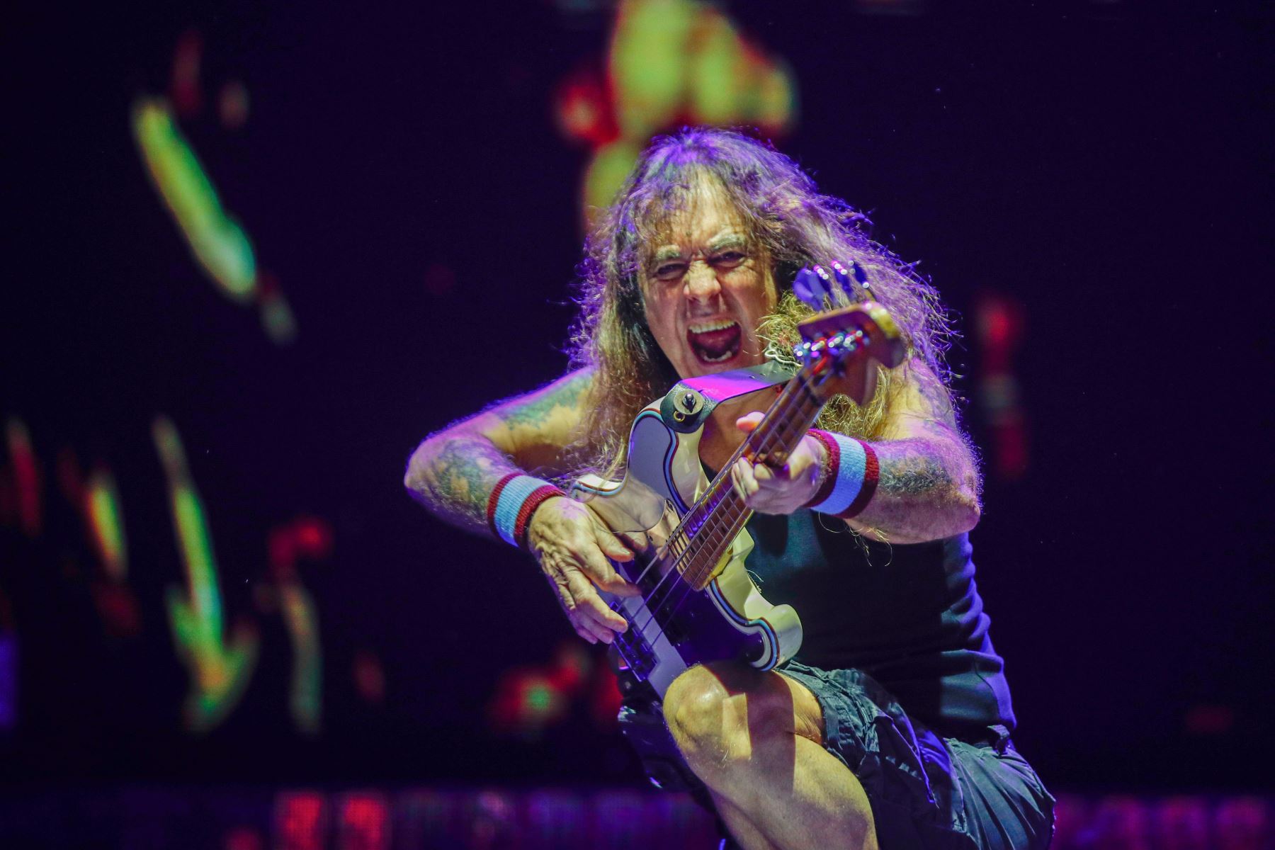 Con la energía a mil  Iron Maiden lleno de heavy metal cada rincón del Estadio Nacional, donde miles de fanáticos vivieron los 50 años de historia de la banda británica.  Foto: ANDINA/Ricardo Cuba
