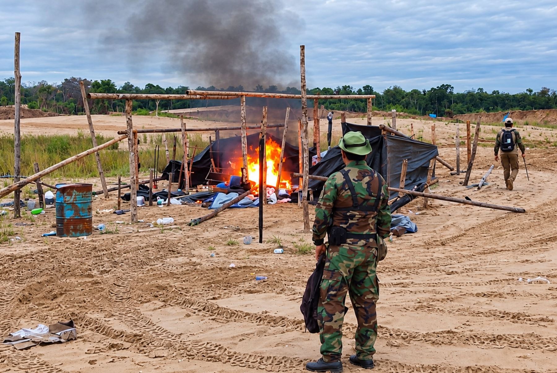 PNP destruye bienes y equipos de minería ilegal por S/1.3 millones en Madre de Dios