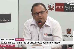 El ministro de Desarrollo Agrario y Riego, Marco Vinelli, participó en la conferencia de prensa. Foto: Captura TV