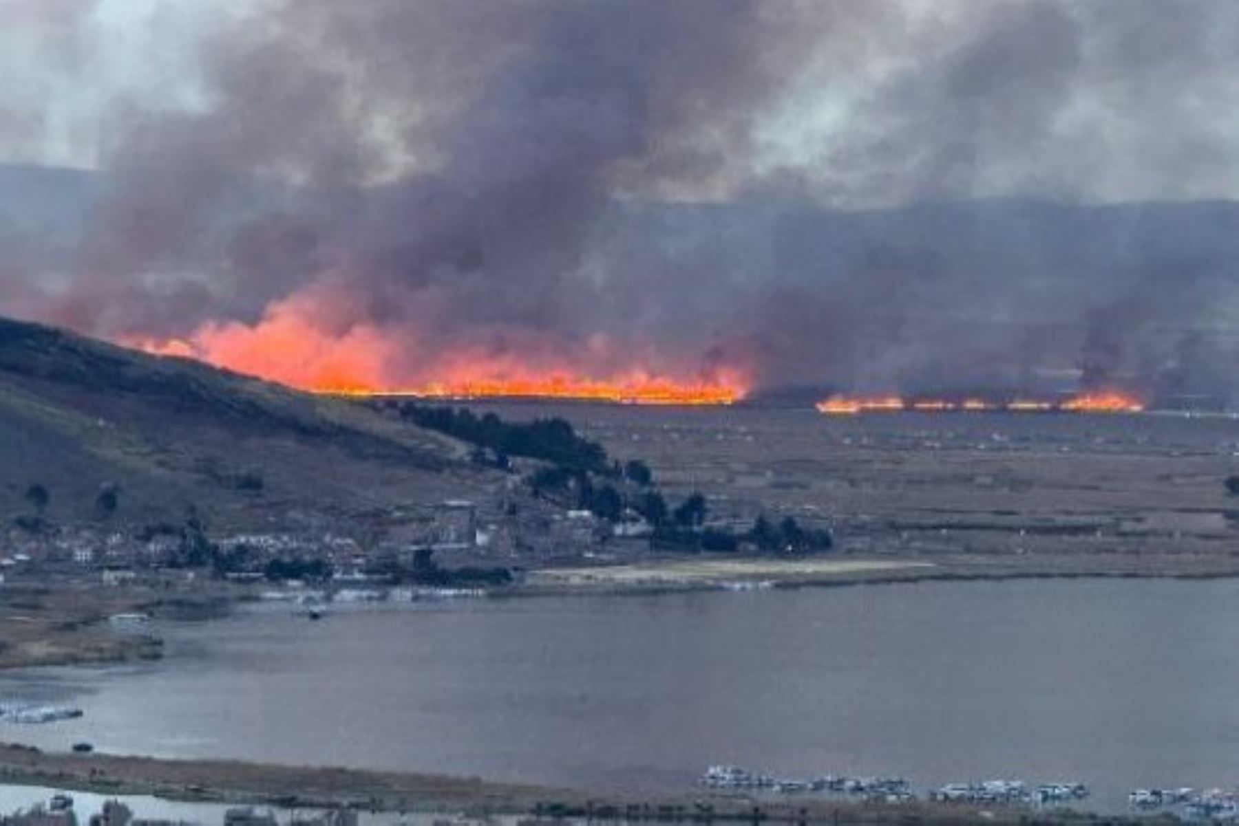 Midagri: "Se hace control de algunos remanentes de incendio forestal en Uros Chulluni"