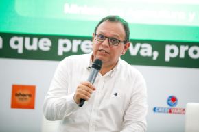 Ministro de Desarrollo Agrario y Riego, Marco Vinelli, participó en diversas actividades en la feria ExpoAmazónica 2026 que se celebra en la ciudad de Pucallpa. ANDINA/Ricardo Cuba